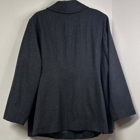 London Fog Women's Single Breasted Wool Blend Charcoal Coat XXL - Picture 5 of 7